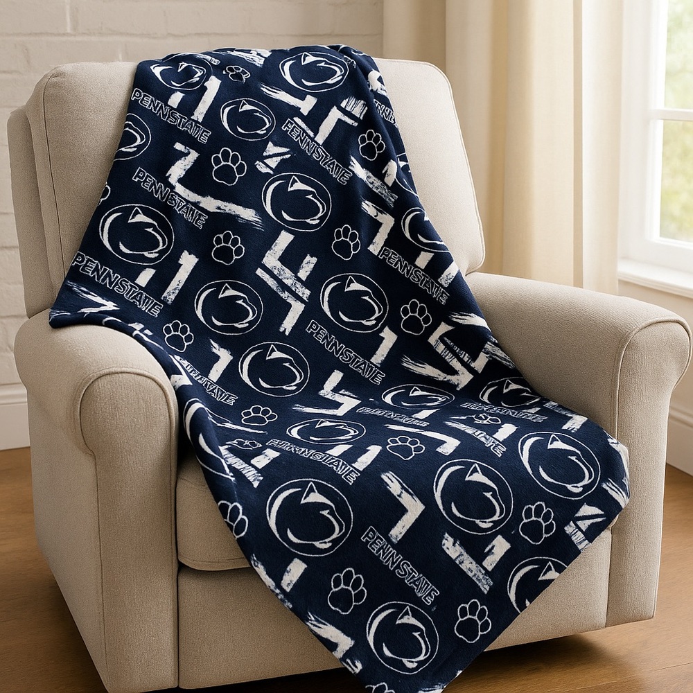 Penn State Nittany Lions Plush Throw Blanket Logo Brands Official Lic 50” x 70”